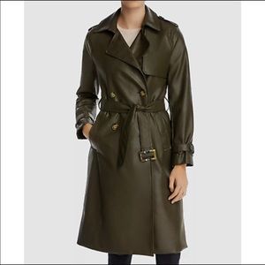 Apparis Green Vegan Leather Trench Coat